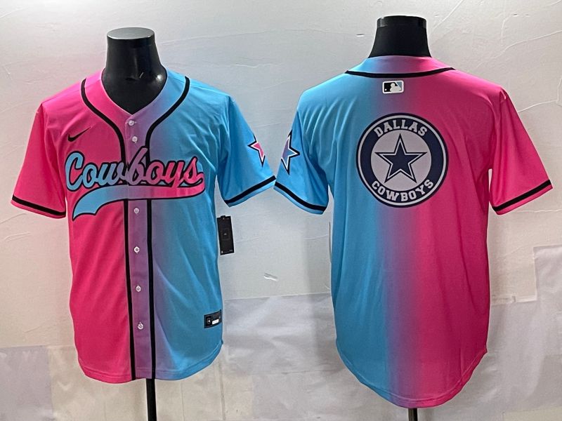 Men 2025 Dallas Cowboys Blank Blue pink Nike Limited NFL Jersey style 0017